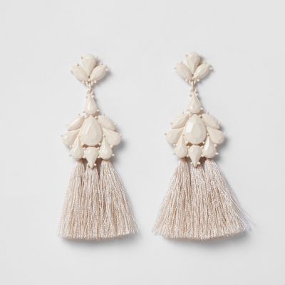 Cream tassel drop earrings Jewelry Sale women