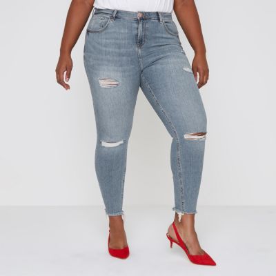 Plus – Alannah – Jean skinny décontracté bleu déchiré