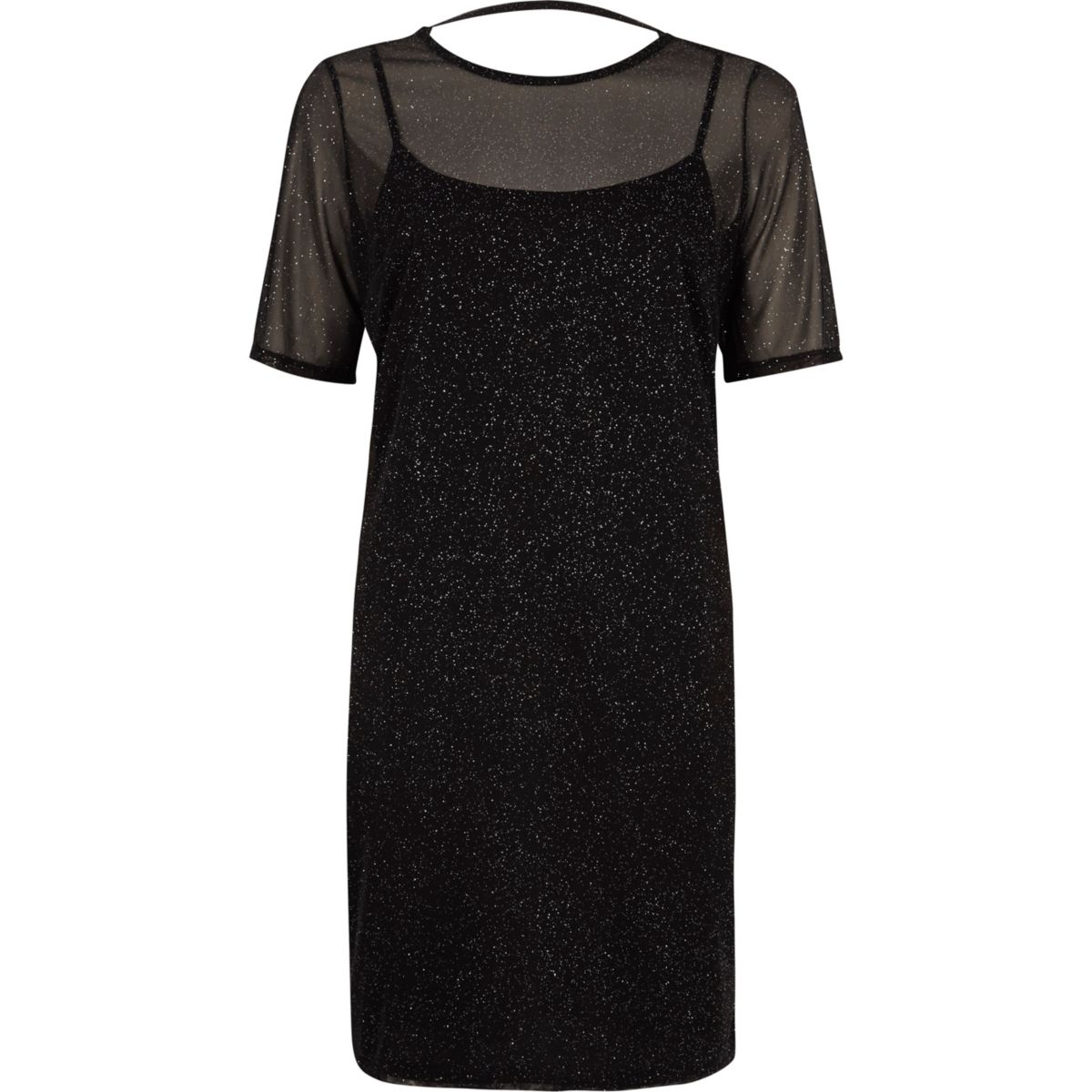 Black glitter  mesh T shirt  dress  Dresses  Sale women