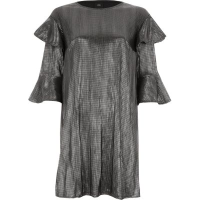 Robe t-shirt argenté métallisé à volant