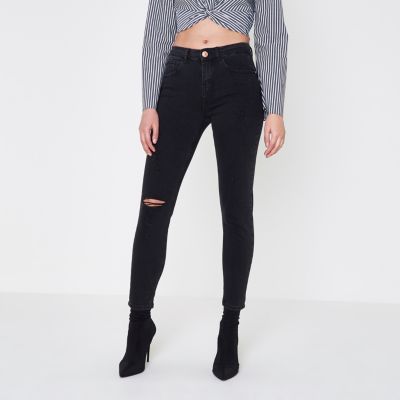 Black distressed Alannah relaxed skinny jeans