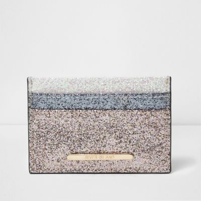 Light pink block glitter card holder