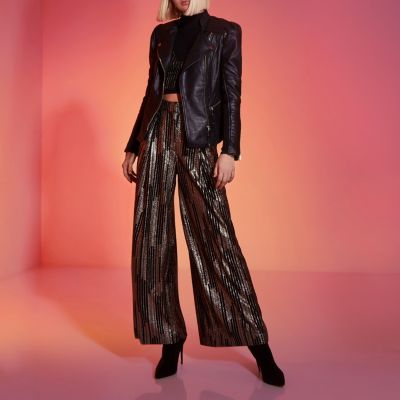 RI Studio - Zwart leren jack met pofmouwen