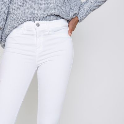 White Molly raw hem jeggings