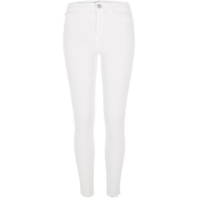 White Molly raw hem jeggings