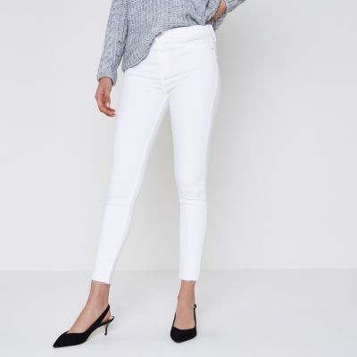 White Molly raw hem jeggings