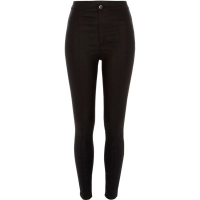 Molly – Schwarze Skinny-Jeggings in Schlangenlederoptik