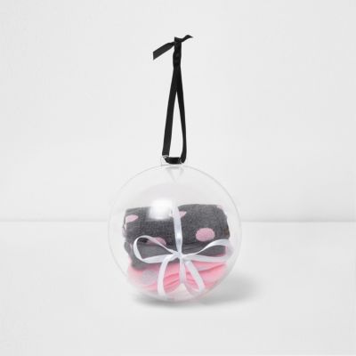 Black and pink socks bauble gift pack