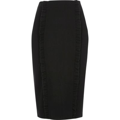 Schwarzer Bleistiftrock mir Rüschen