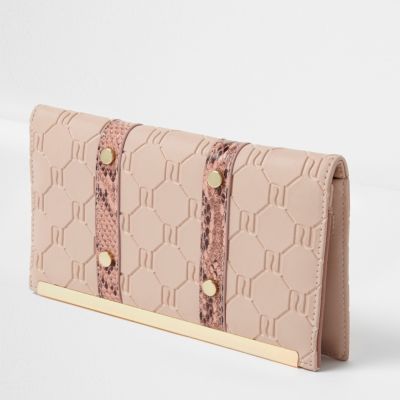 Pink embossed snakeskin travel organiser