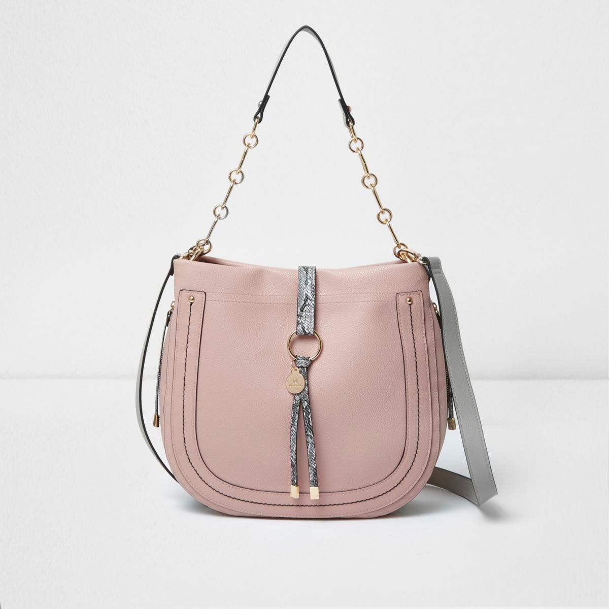 Light pink snakeskin scoop slouch bag - Shoulder Bags - Bags & Purses - women