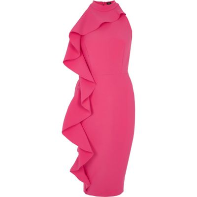 River Island Roze mouwloze bodyconjurk met ruches opzij