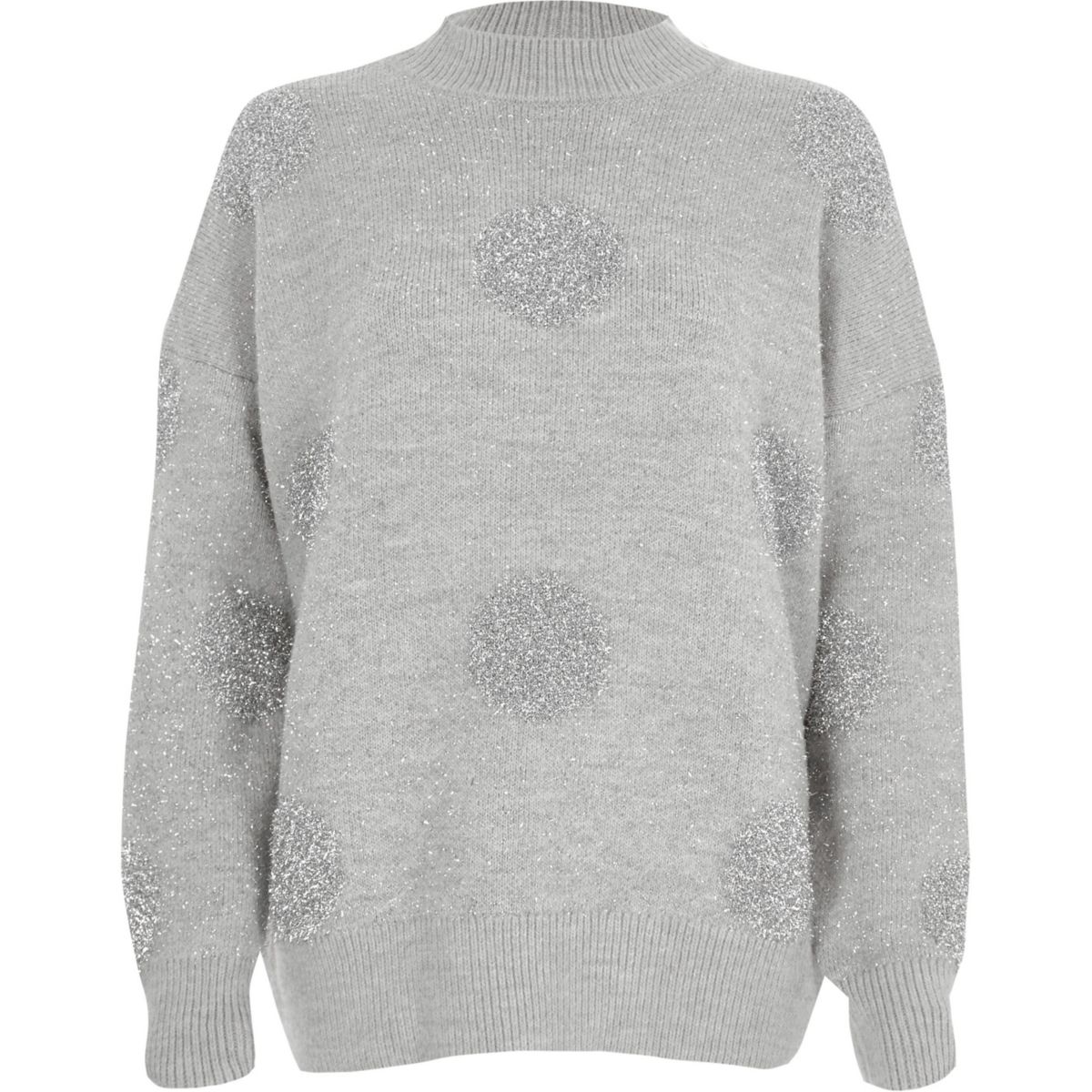 Grey glitter spot Christmas jumper