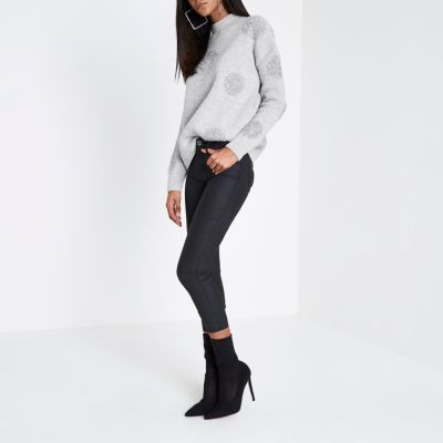 Grey glitter spot Christmas jumper