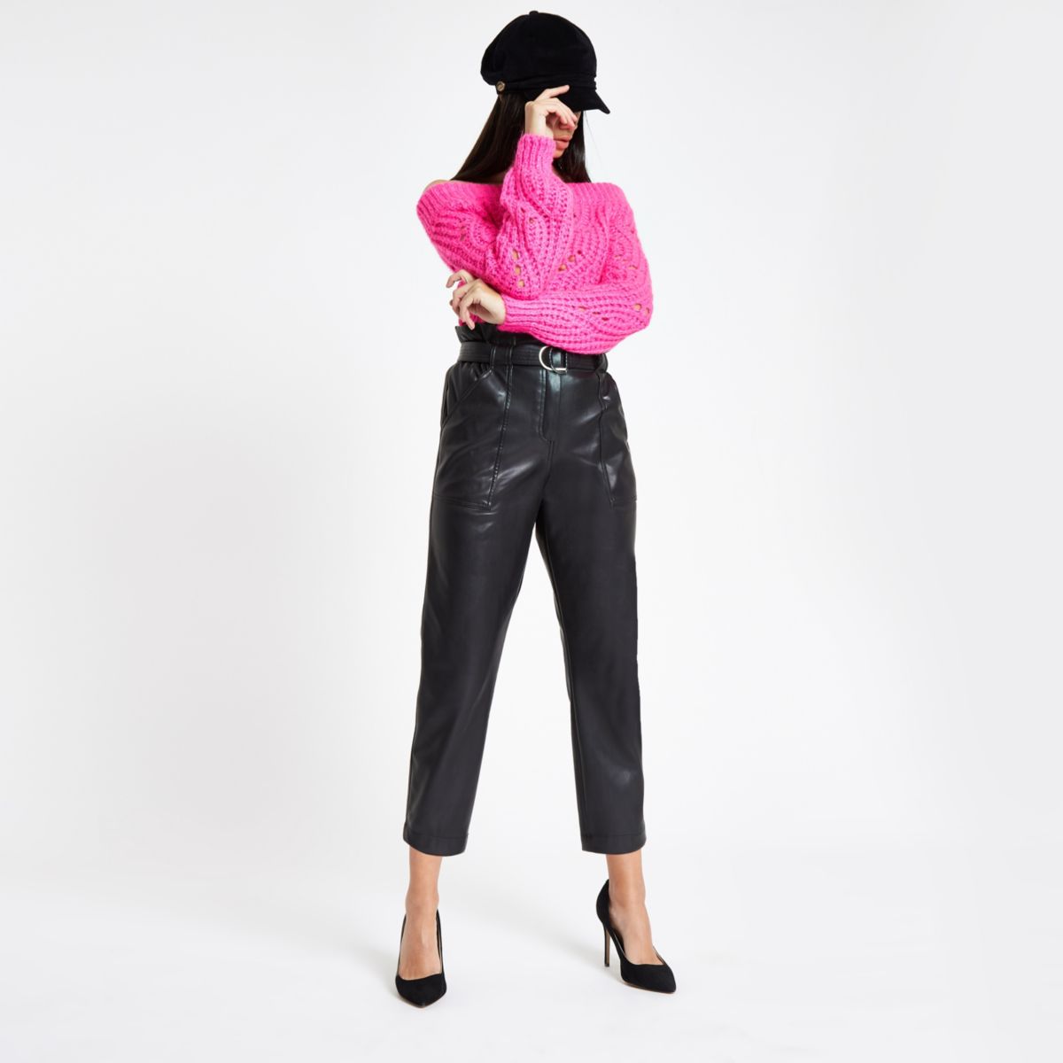 green paper bag trousers
