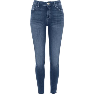 Amelie – Jean super skinny bleu moyen à ourlet brut