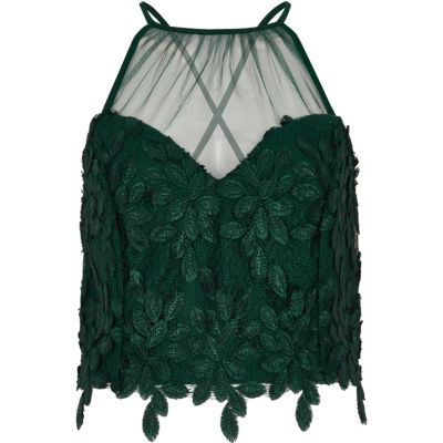 Bralette mit Mesh-Einsatz und Blattspitze