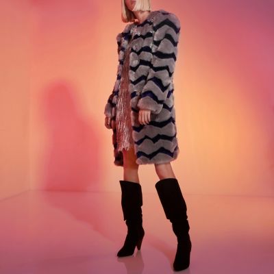 Grey RI Studio faux fur stripe coat