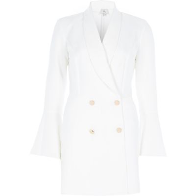 White bell sleeve tuxedo playsuit