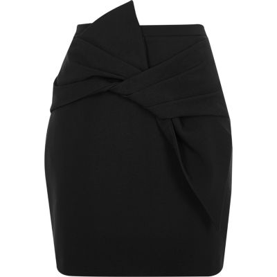 Black bow front mini skirt - Mini Skirts - Skirts - women