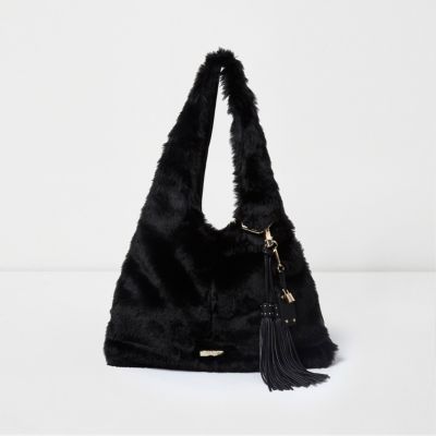 black fur bag river island