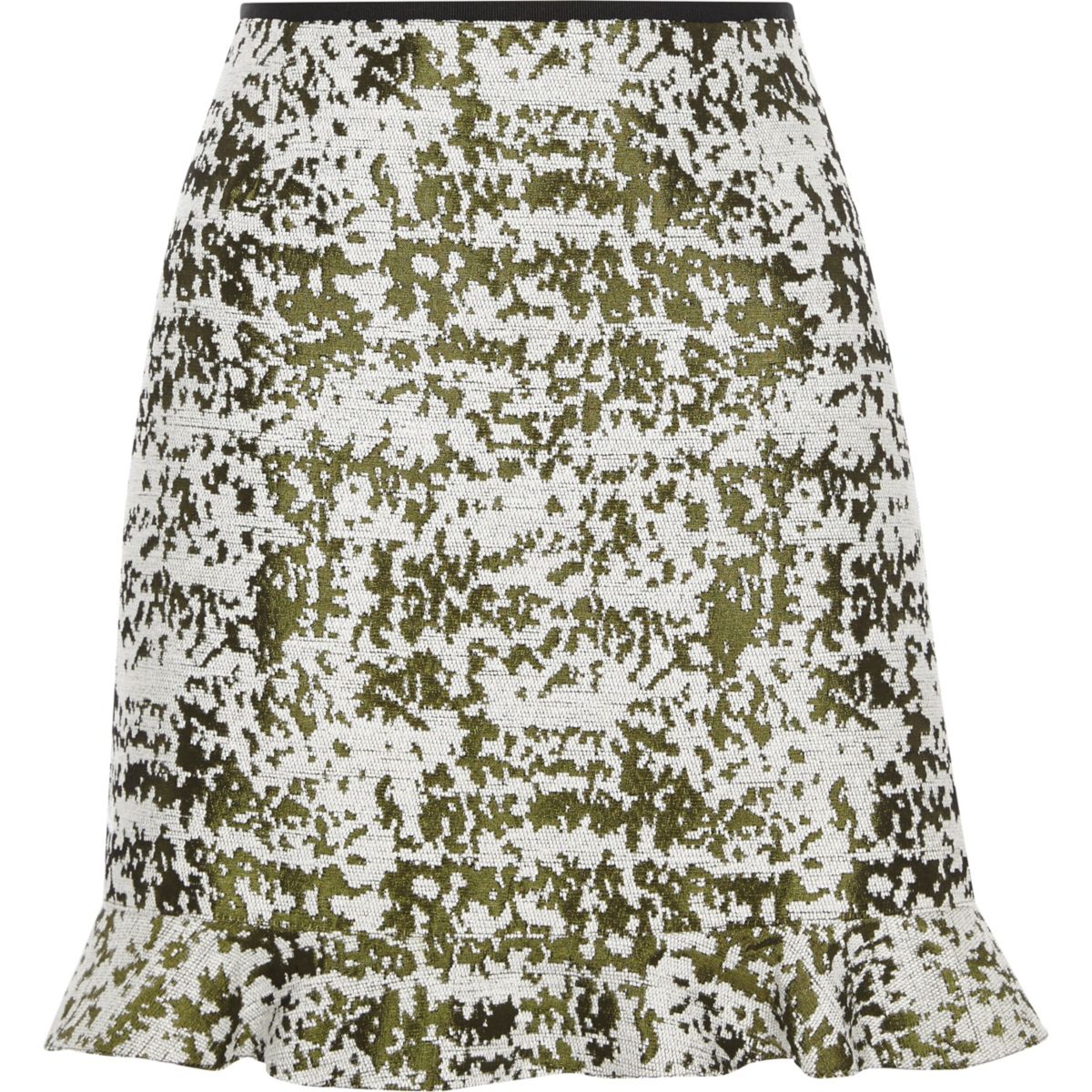 Green burnout print frill hem mini skirt - Skirts - Sale - women Green burnout print frill hem mini skirt - 웹