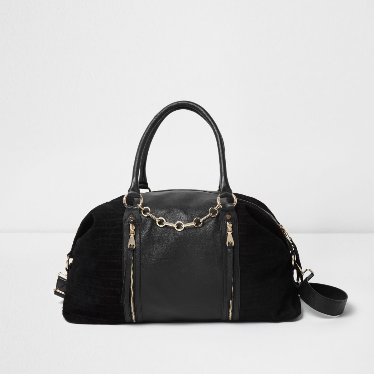 Black suede and leather weekend bag - Bags & Purses - Sale - women