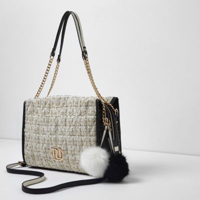 cream chain shoulder bag