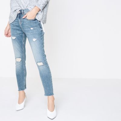 Petite – Alannah – Jean skinny décontracté bleu déchiré