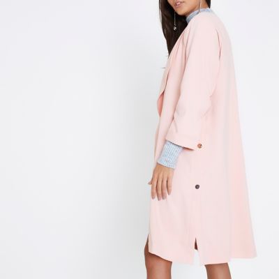 Light pink fallaway duster coat
