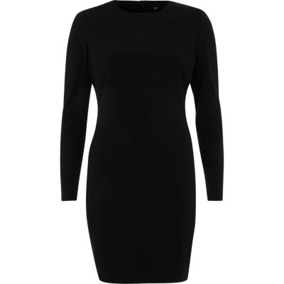 River Island Zwarte bodycon mini-jurk met schoudervullingen