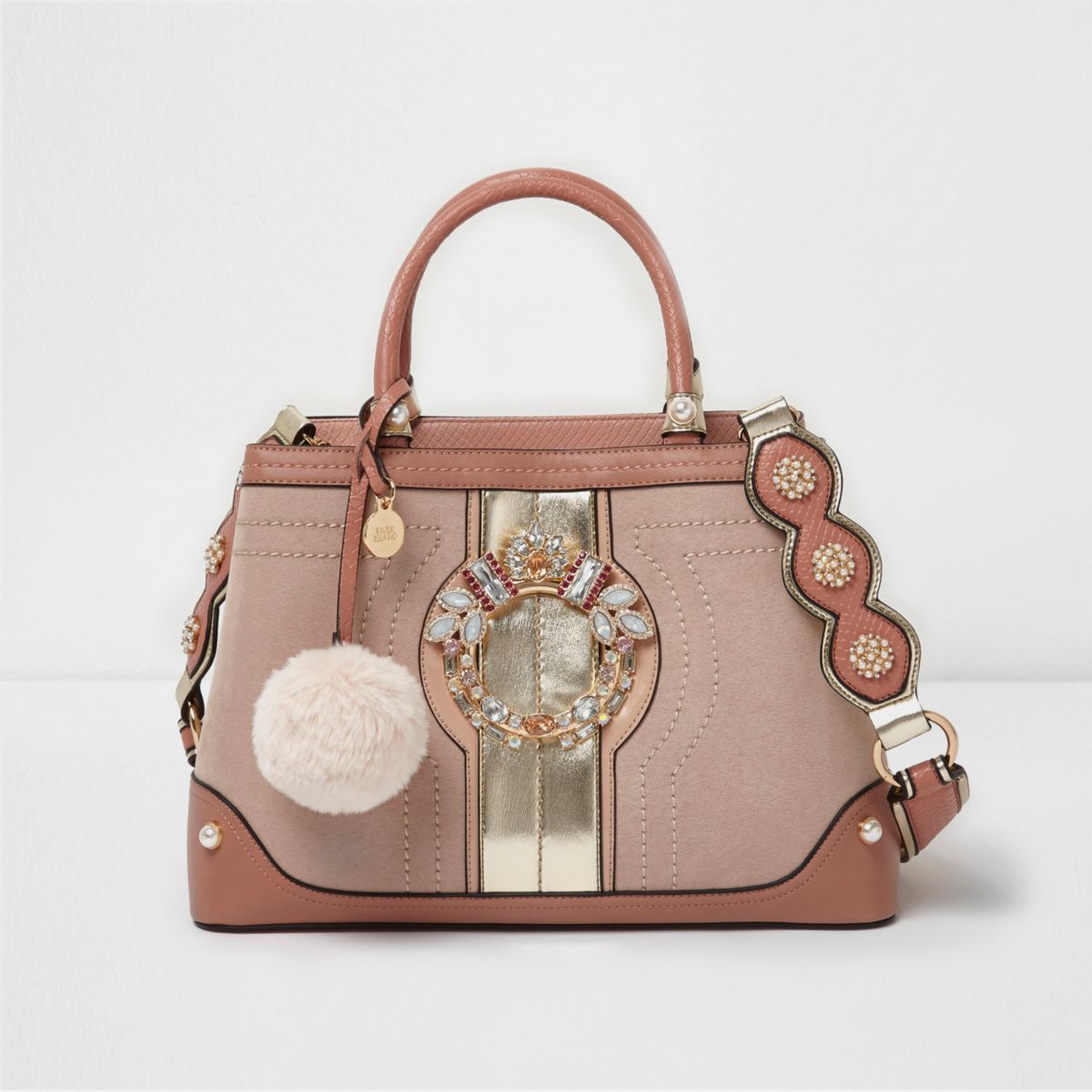 Light pink jewel front tote bag - Shopper & Tote Bags - Bags & Purses - women