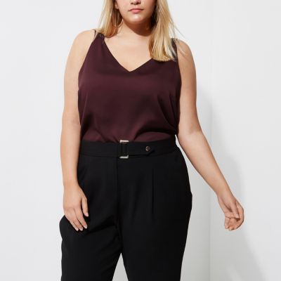 Plus burgundy double strap cross back vest