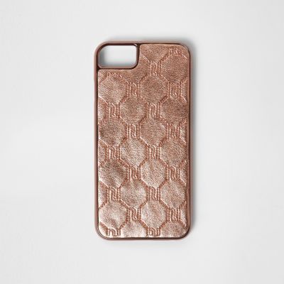 Roségoudkleurige telefoonhoes met RI-monogram