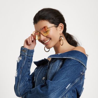 Black cat eye cut out sunglasses