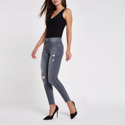Grey Molly ripped skinny jeggings