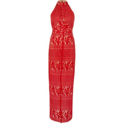 River Island Rode kanten mouwloze maxi-jurk