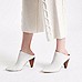 White pointed toe cone heel mules