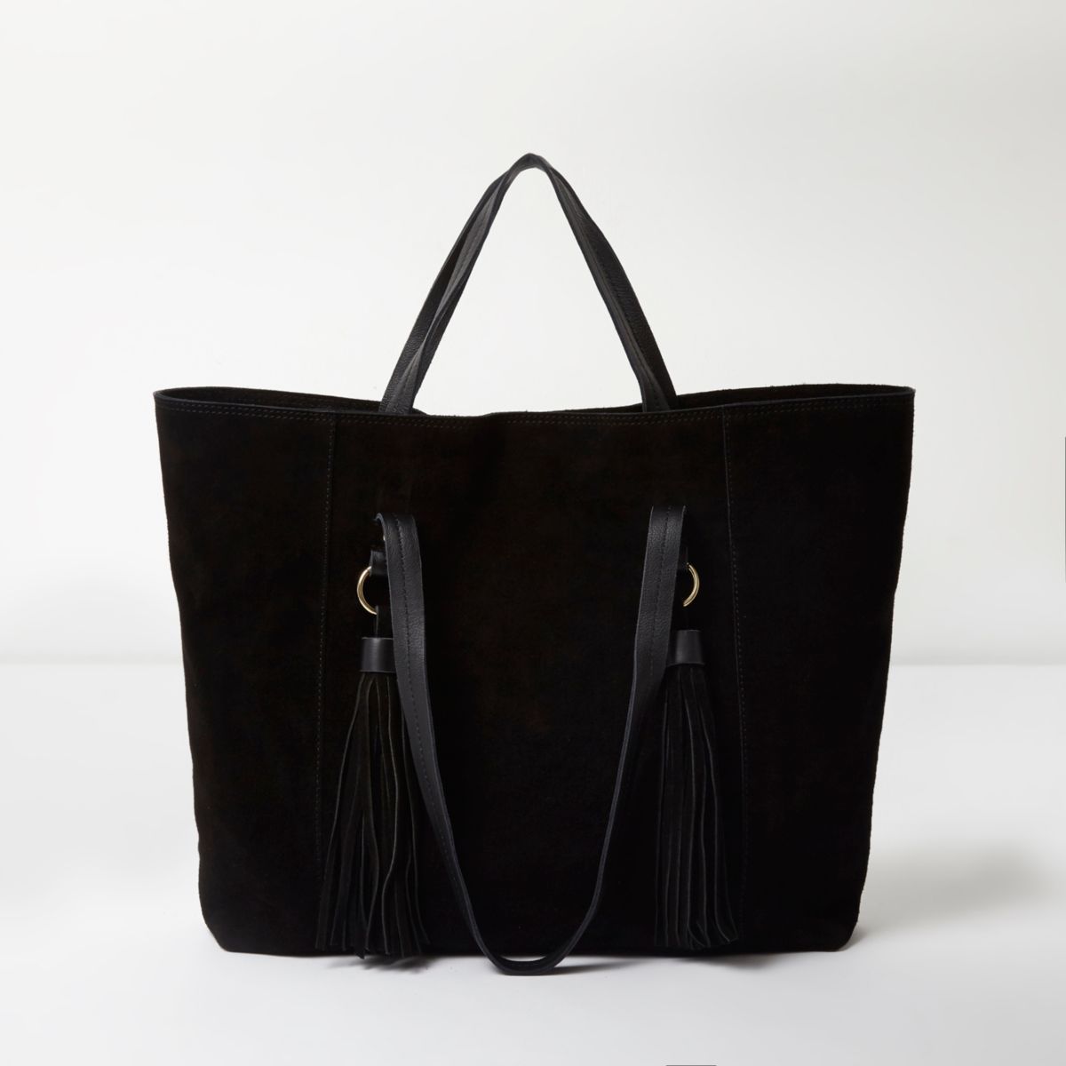 Black suede tassel underarm tote bag - Shopper & Tote Bags - Bags ...
