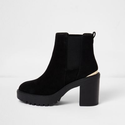 river island chunky chelsea boot in black
