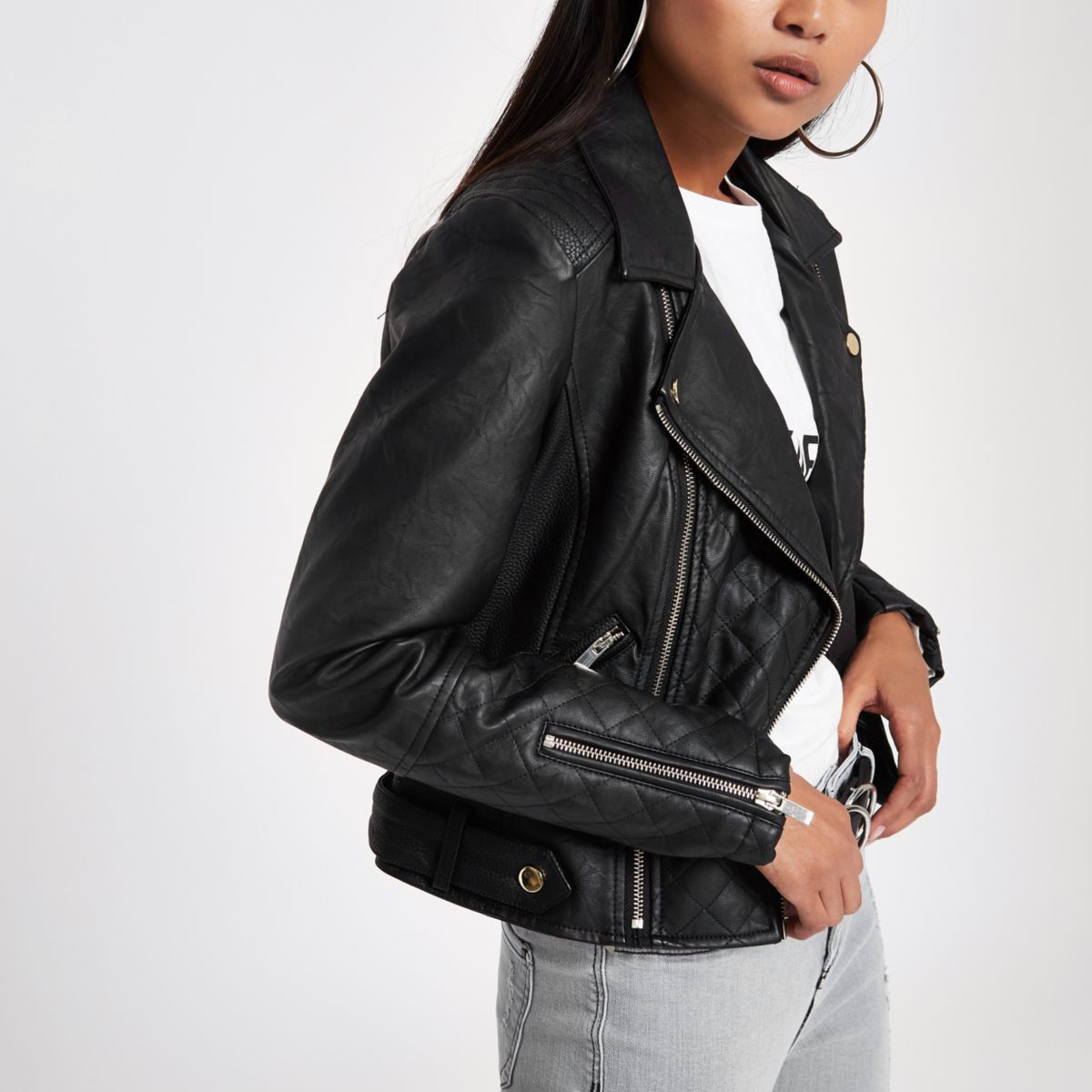 Petite faux leather jacket