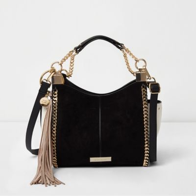 river island black chain slouch bag
