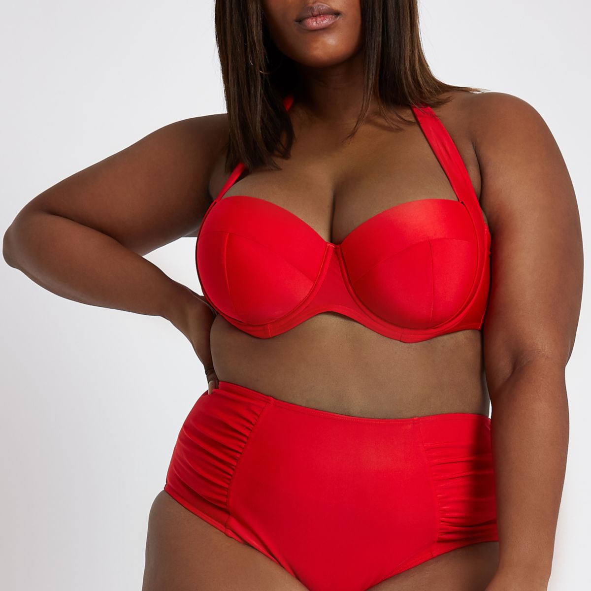 Plus size halter neck bikini tops