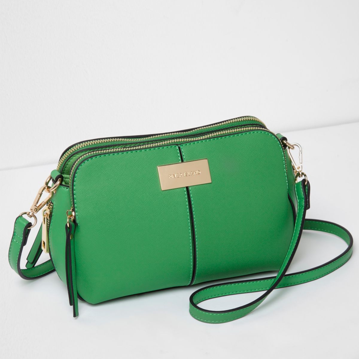 Green triple compartment cross body bag - Cross Body Bags - Bags & Purses - women