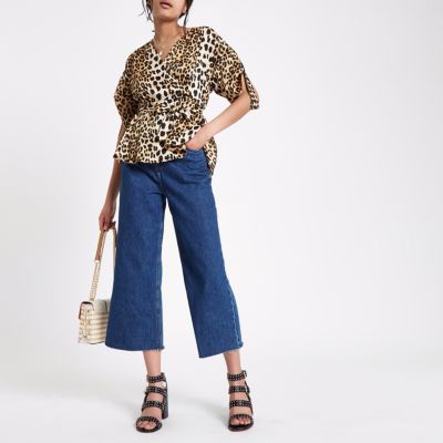 Dark blue Alexa cropped wide leg jeans