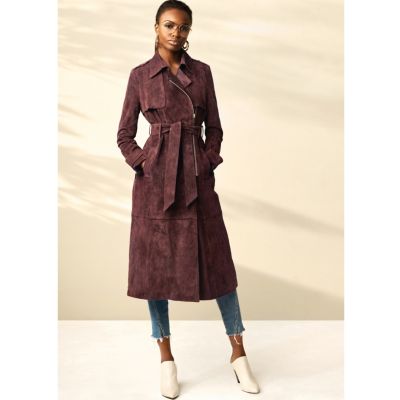 Dark red RI Studio suede trench coat