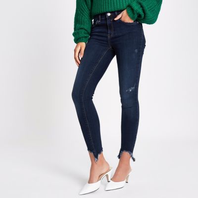 Blue Amelie ripped hem super skinny jeans
