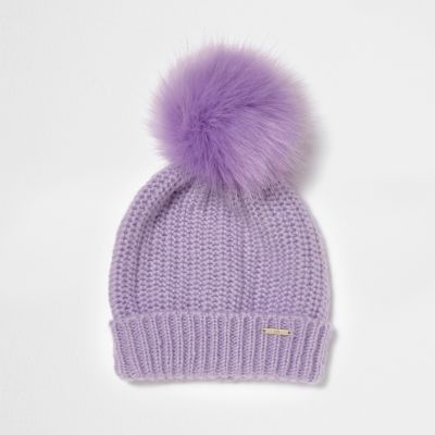 fur pom pom bobble hat
