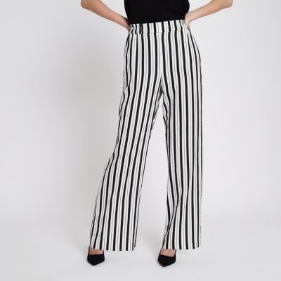 ladies navy and white striped trousers