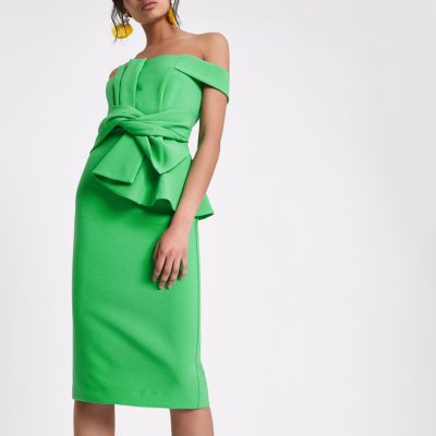 bardot tie front dress